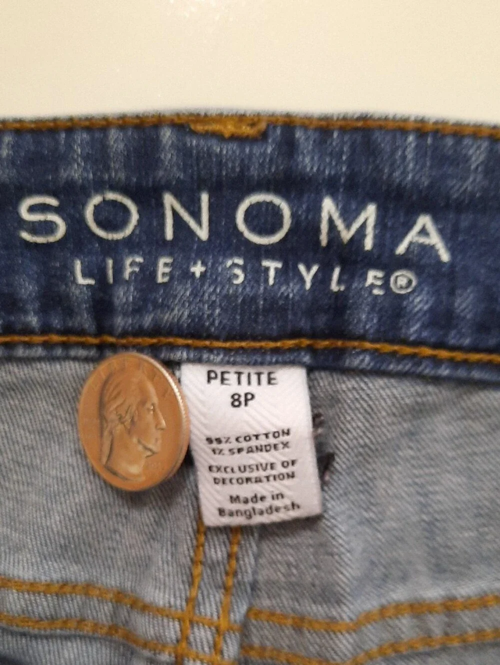 Sonoma Dark Wash Two-Tone Straight Leg Jeans - Size 8P